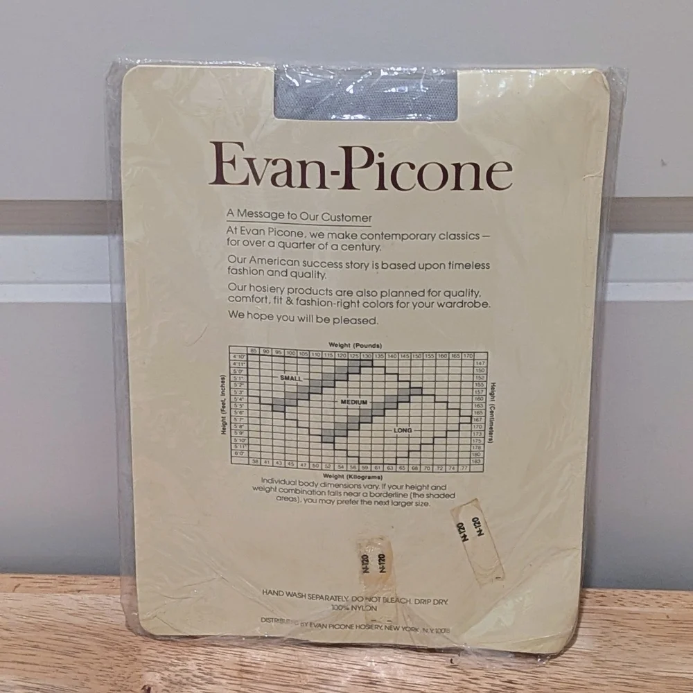 NWT Vintage Evan Picone S Sheer Grey Micro Fishnet Pantyhose - Picture 3 of 4